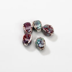 5pcs Large Quadrilateral Ceramic Beads 19x14mm, 2.5mm Hole, Unique Multicolor Glaze for Jewelry Making, High-Temperature Fired,