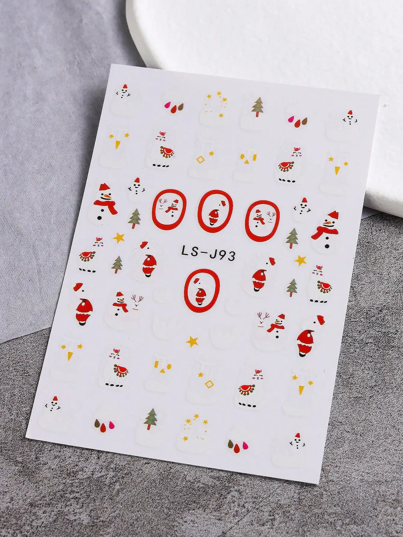 4 شكوك Weihnachts-Dekoraufkleber مع Weihnachtsmann، Schneemann، Pinguin، Elch، Lebkuchenmann، Süßes Muster Design