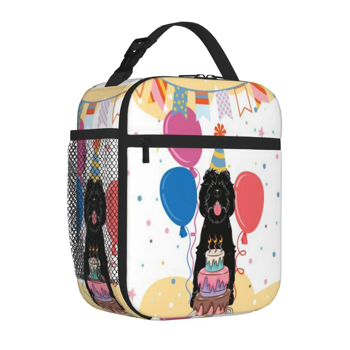 Bestselling Happy Birthday Black Sheepadoodle Bold Color Insulated Snack Tote Family Picnic Lunch Box Bag