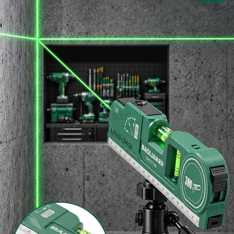 4 in 1 Portable Laser Level Ruler Adjustable High Precision Cross Line Laser Marker & Tape Measure Multifunctional Spirit Level