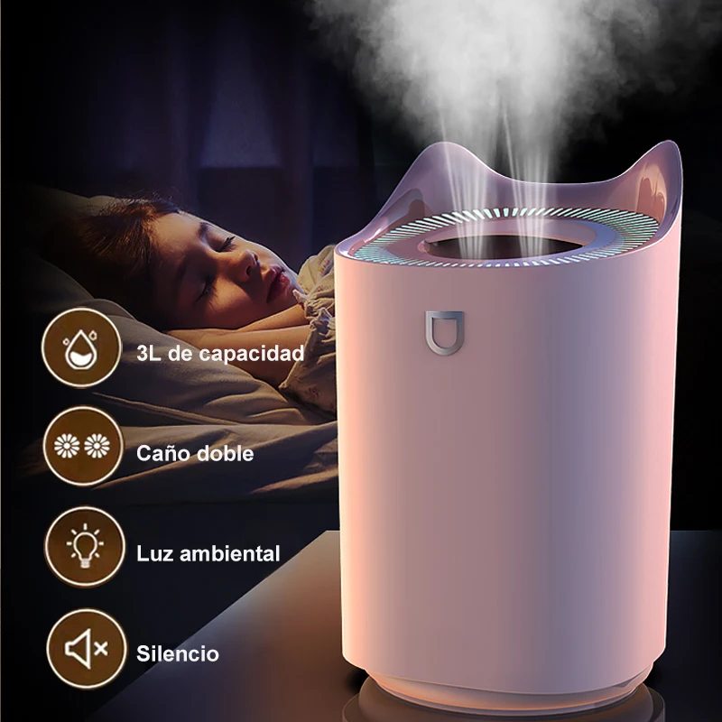 Desktop high-capacity humidifier single and double nozzle office quiet diffuser dazzling ultrasonic humidifier air freshness