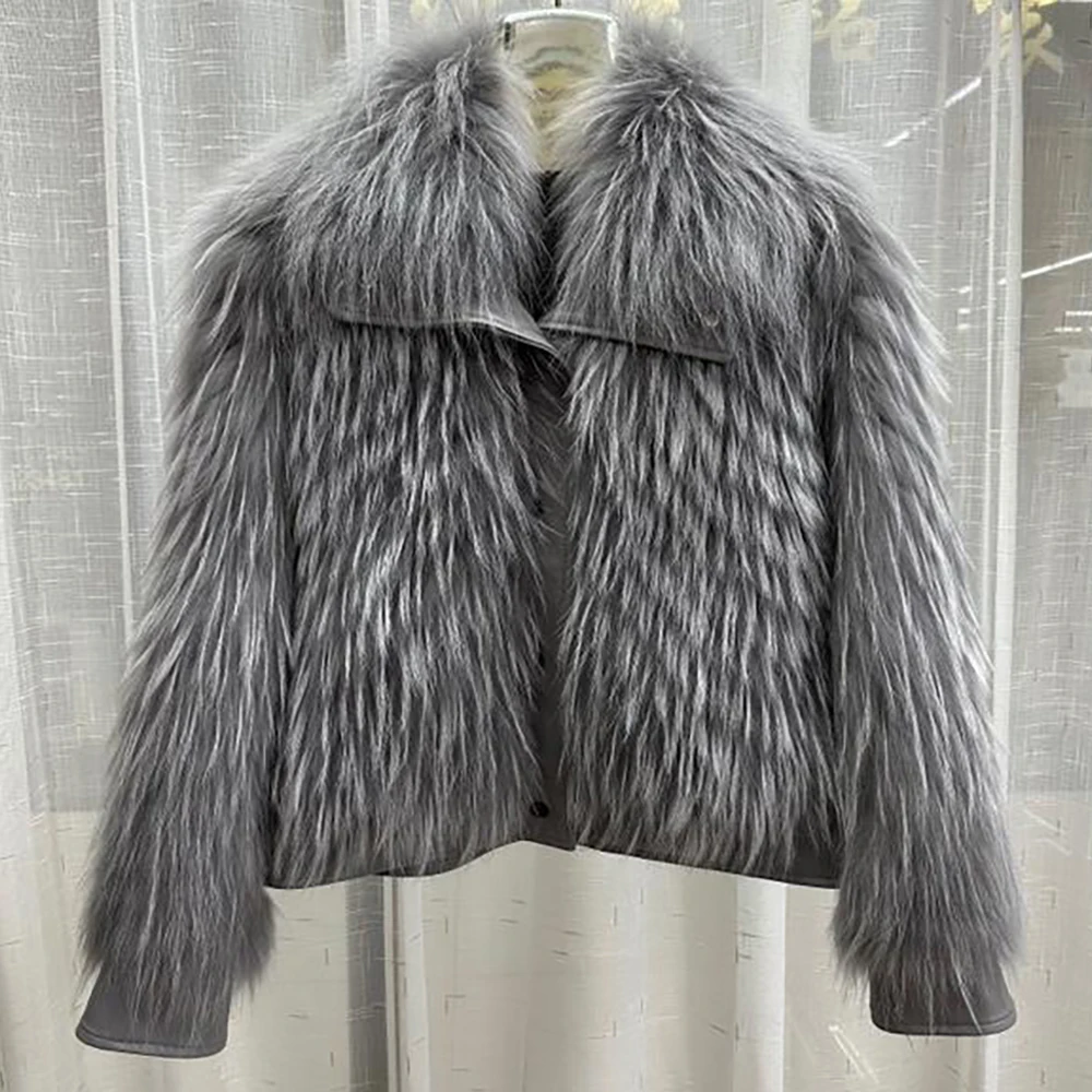 

2023 New Fashion Real Fox Fur Coats With Genuine Sheepskin Leather Wholeskin Natural Fox Fur Jacket Outwear Luxury Fahsion