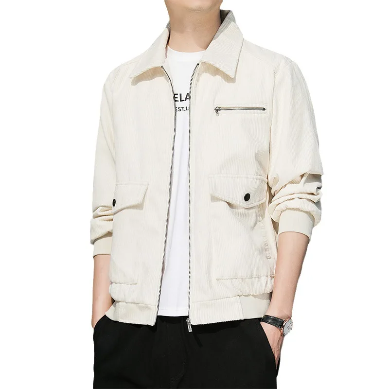 

2024 Men's Tooling Retro Corduroy Polo Collar Jacket Youth Casual Fashion Jacket