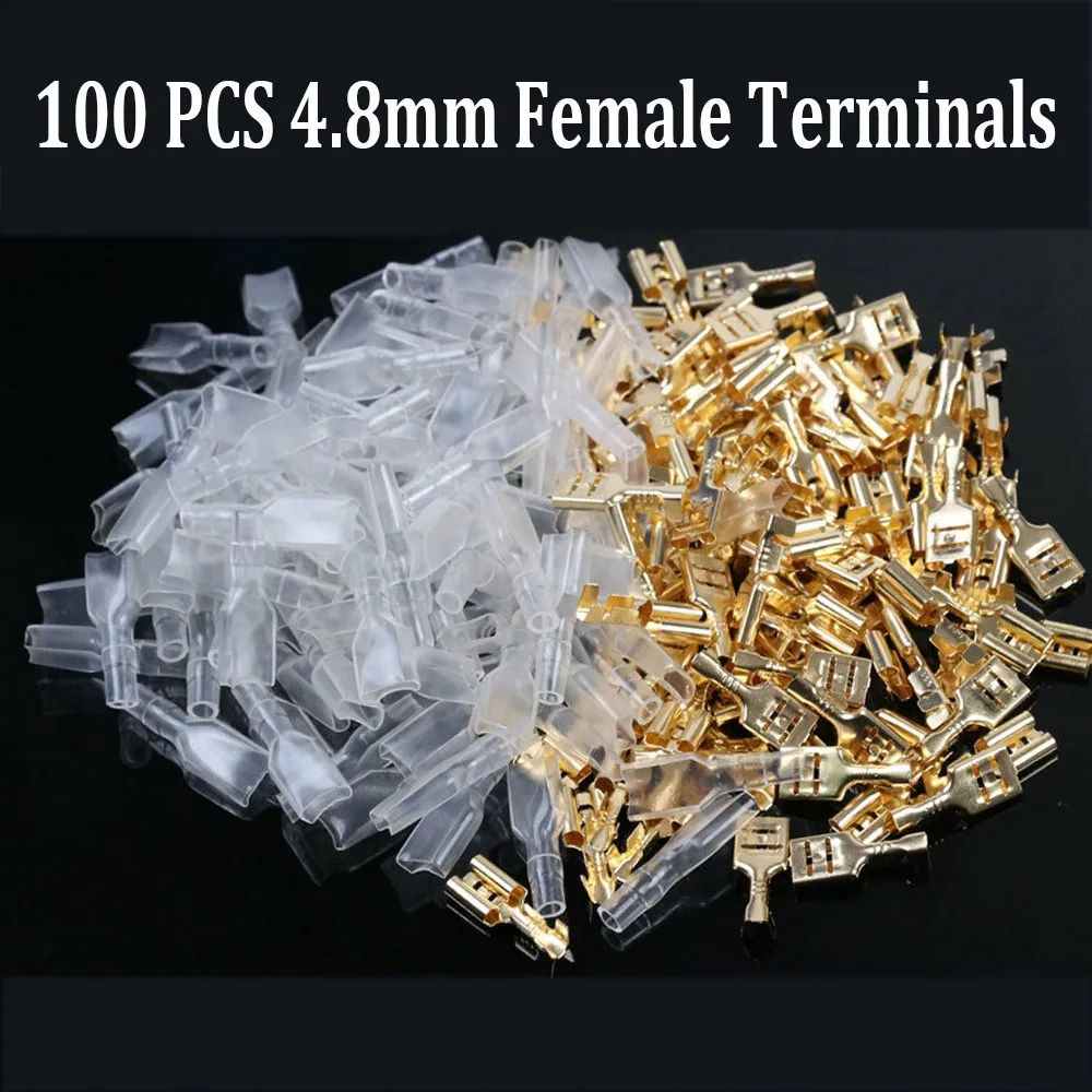 High Quality Connectors Insulating Sleeve Brass Crimp Terminal Speaker Terminal Wire 22~16AWG/0.5mm2-1.5mm2 4.8mm