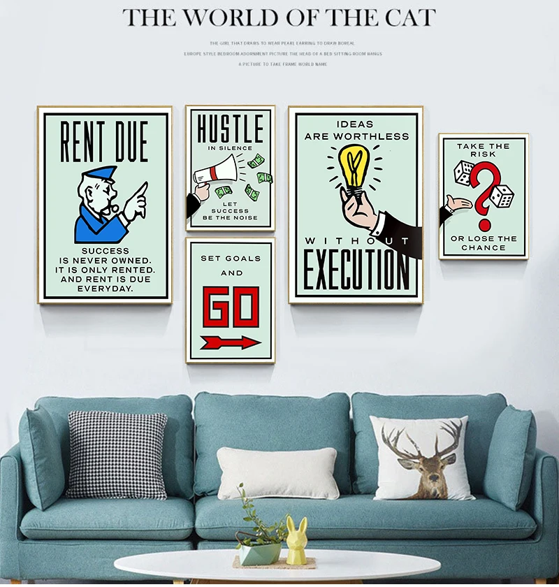 G286 ديكور فني شارع الفن الكتابة على الجدران الفن الفني أليك احتكار مضحك إقتباس الرسم على لوحات القماش الجدارية الحرير المشارك #1