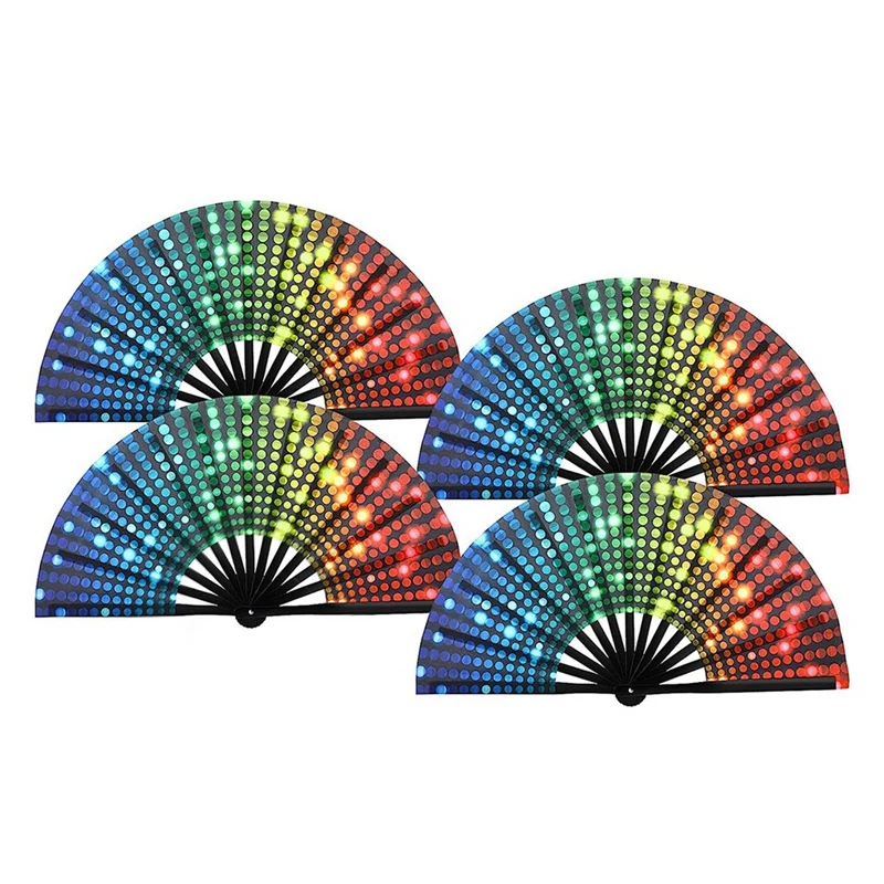 4 Pcs Rainbow Sequins Pride Foldable Fan Handheld Fan For Adults Drag Queen Festival Fan Chinese