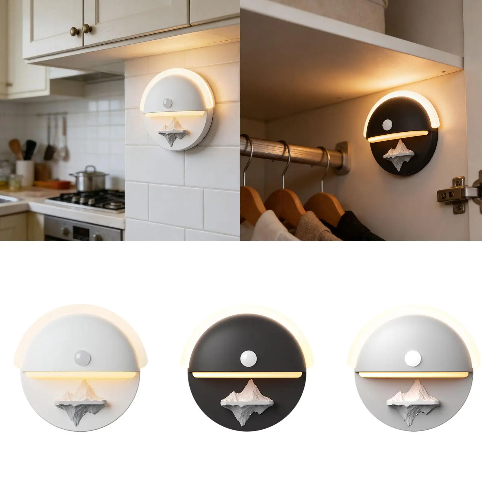

Rechargeable Motion Sensor LED Night Light Dimmable Wall Lamp Room Lighting for Bedroom Wardrobe Closet Stairs
