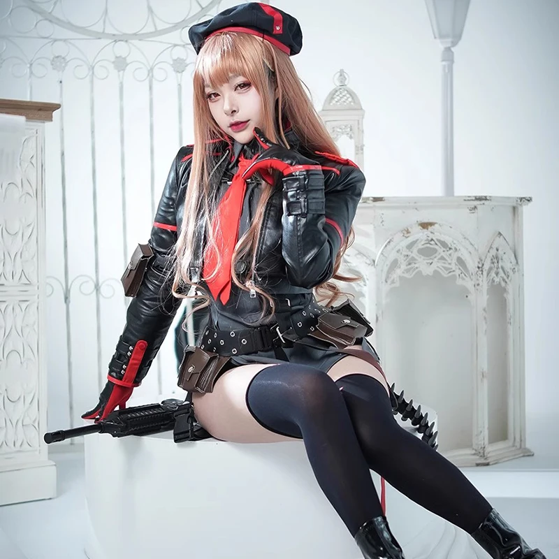 NIKKE Rapi Cosplay Costume Game Cos Nikke The Goddess of Victory Cosplay Rapi Leatherwear Costume and Cosplay Wig