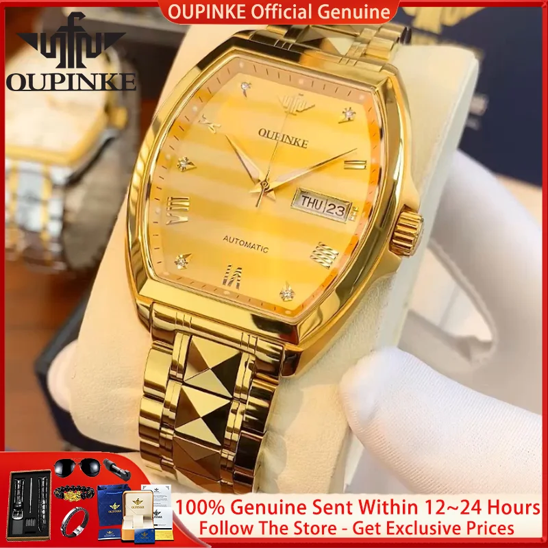 

OUPINKE 3200 Automatic Mechanical Watch Men Luxury High End Tonneau Tungsten Steel Watch Sapphire Mirror Brand Men Watch Gift
