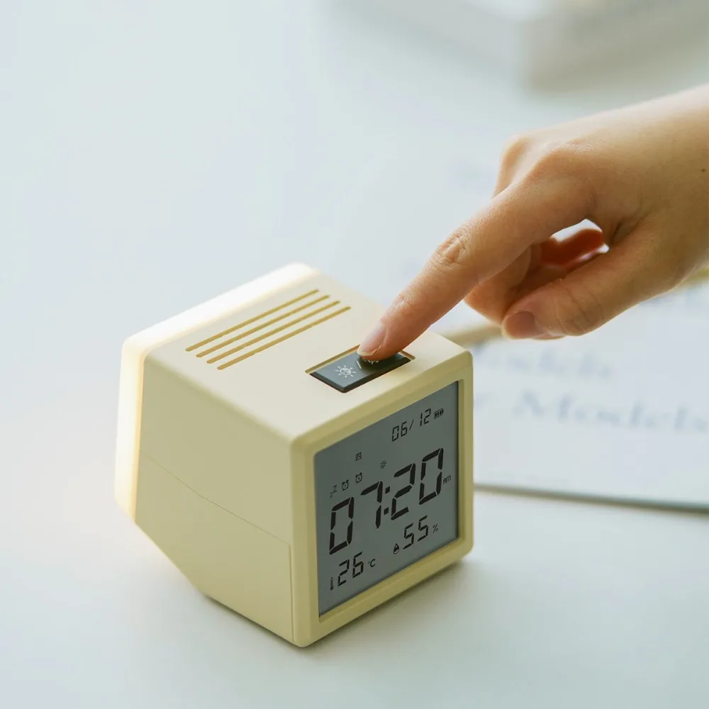 

Многофункциональные часы-будильник HBK с ночником и подсветкой, Type-C, настольный креативный декор, 1200 мАч