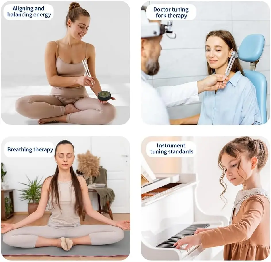 

Resonance Sound Healing Tuning Forks Set 528Hz, 432Hz, 136.1Hz, 128Hz with Activator for Stress Relief, Relaxation & Chakra