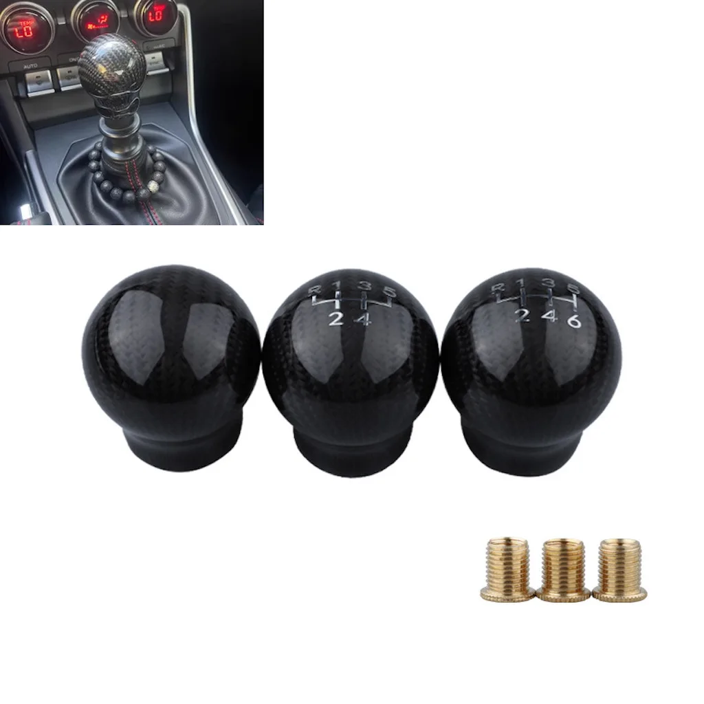 5 6-скоростной автомобильный рычаг переключения передач из углеродного волокна, ручка переключения передач AT MT, ручки круглой формы, подходят для Honda Toyota Nissan Mitsubishi