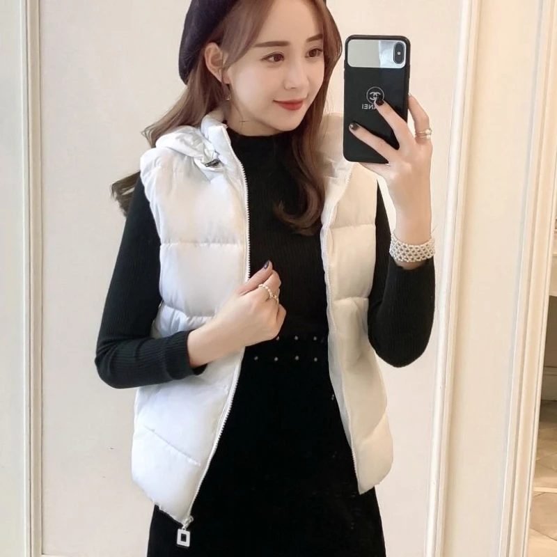 Down Cotton Vest Women 2026 New Autumn Winter Fashion Stand Collar All-Match Warm Sleeveless Waistcoat Jacket Ladies Female Tops