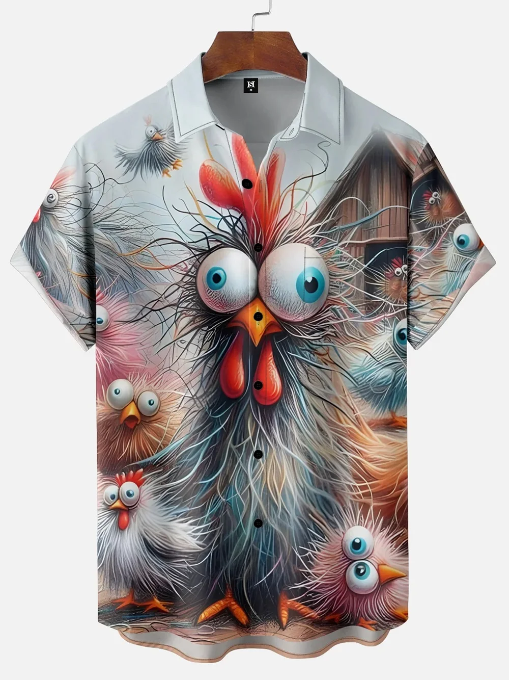 

Funny Chicken Y2k Graphic Shirts For Men Clothes Cute Cartoon Hawaiian Short Sleeve Fashion Animal 3D Print Blouses Beach Shirts