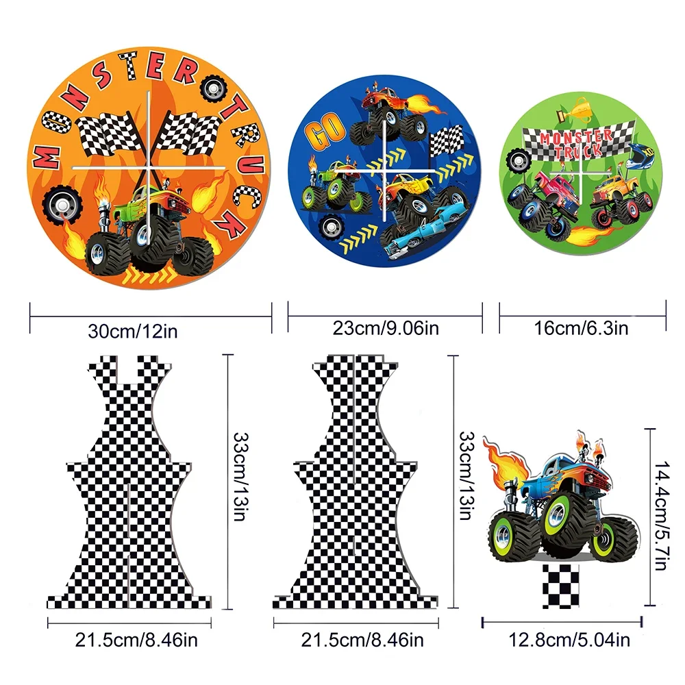 Boy Cartoon Racing Monster Truck Game Birthday Party Disposable Tableware Sets Banner Tablecovers Baby Shower Party Decorations