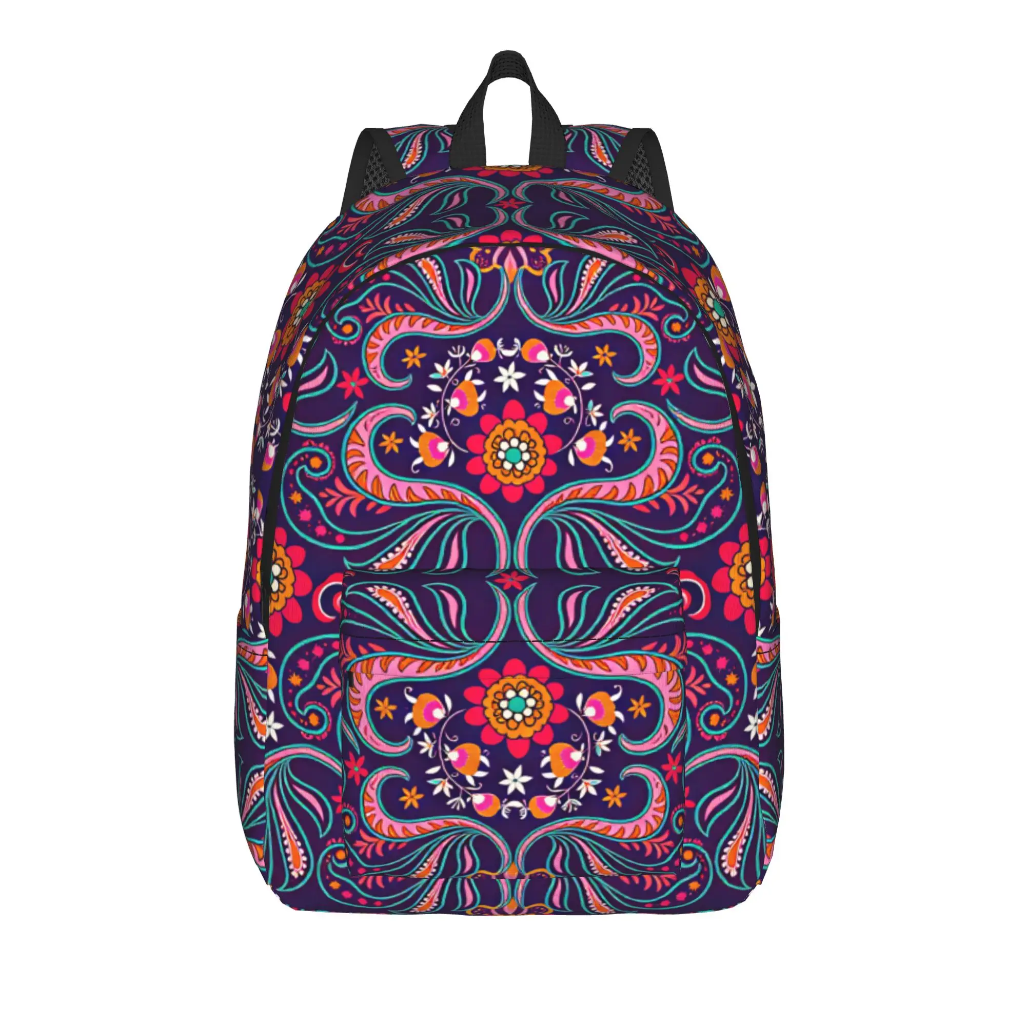 Vibrant Floral Pattern Backpack  Teen Polyester Sport Backpacks Lightweight Kawaii School Bags Rucksack