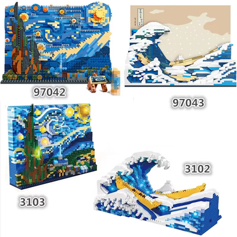 Arte creativa Dipinti di Van Gogh La notte stellata MOC La grande ondata di Kanagawa Micro blocchi di costruzione Giocattoli educativi Regali per bambini