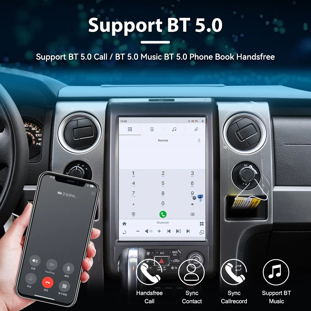 F150 2013-2014 Auto-Multimedia-Player Android 13 Navigation für Mirrorlink Radio DSP OBD2 RGB-12,1 Zoll Android 13 Auto