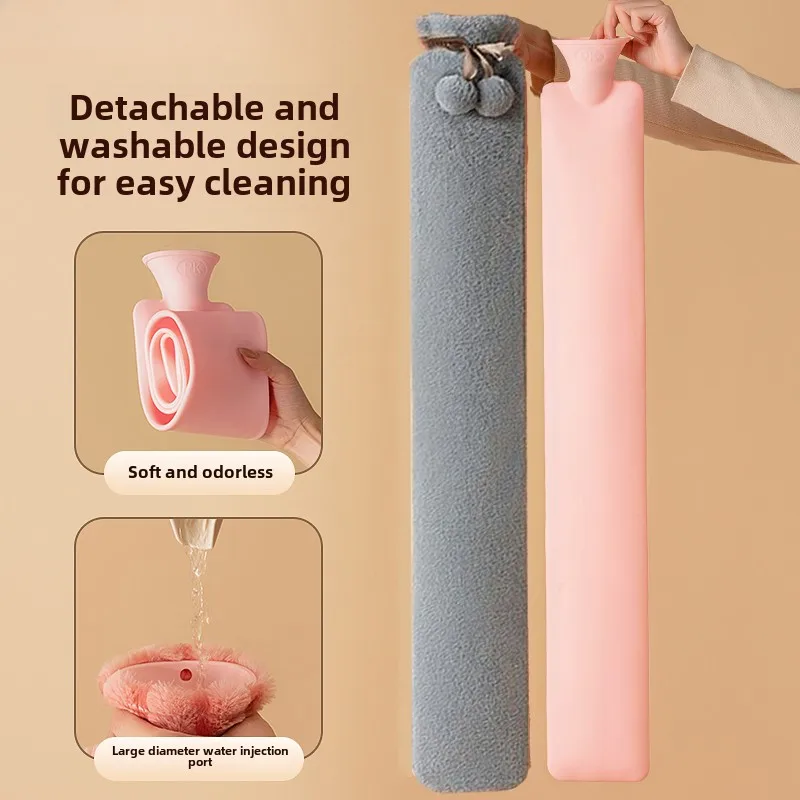 Hot water bag extra large, extended and thickened plush tool for girls to warm their feet, hands, and beddingnt