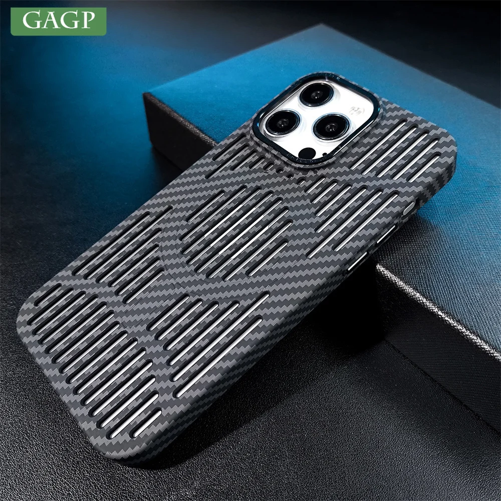 Carbon Fiber Heat Dissipation Case for iPhone 12-15 Series