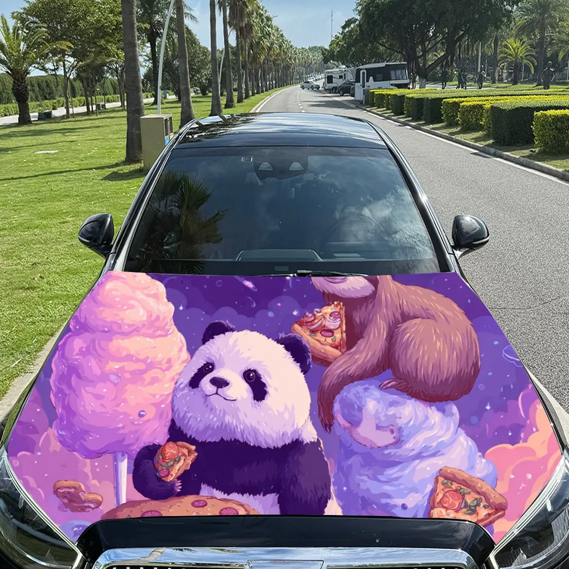 

Playful Panda Car Hood Stickers - Self-Adhesive, Waterproof and Durable Vinyl Wrap, Decorate And Protect Your Car, Fit For All C
