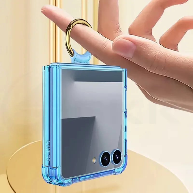 

Silicone Soft Case Airbag Corner Shockproof for Samsung Galaxy Z Flip 7 6 5 Protective Ring Holder Cover For Galaxy Z Flip7 Case