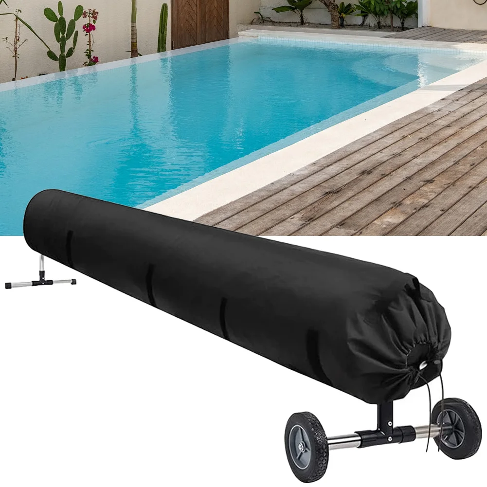 Cubierta Resistente para Piscinas Elevadas, Cubierta para Piscina con Enrollador Solar, Protección UV para Uso en Exteriores, Revestimiento Impermeable de PU para Manta Solar