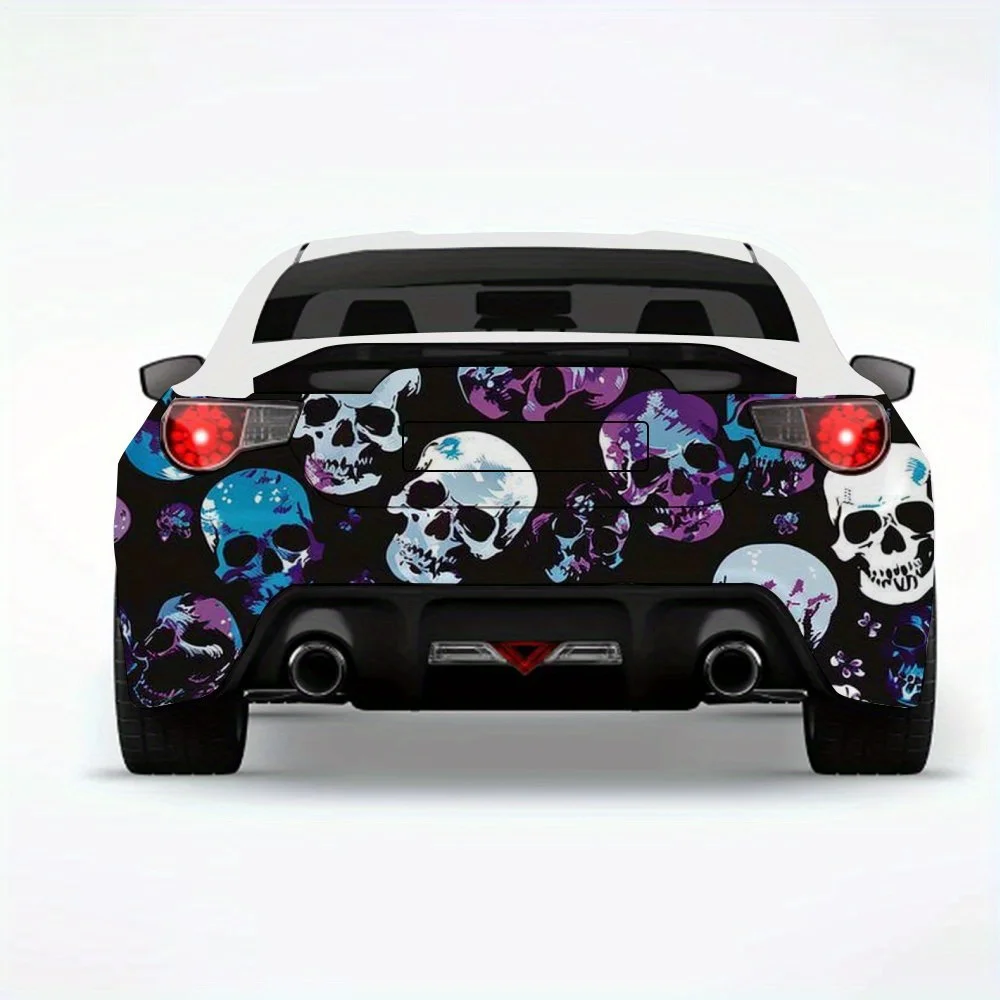 

Colorful_Skull_Pattern_Trendy Car Sticker-Vinyl Decal for Car Rear, Waterproof Self-Adhesive Vinyl Stickers for Vehicle Tail & B