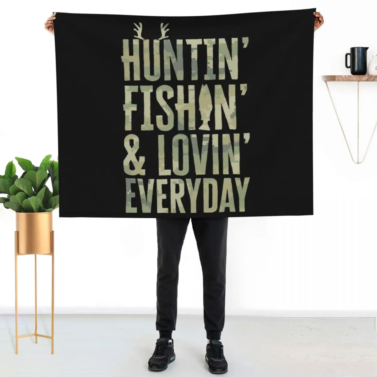Hunting Fishing Loving Everyday Fathers Day Camo Throw Blanket Decorative Sofa Weighted sofa bed Tourist for sofa Blankets