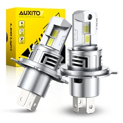 2Pcs AUXITO 30000LM H4 LED Lights Bulb 9003 Headlights High and Low Beam Super Bright with Fan Wireless Style 60W Car Headlamp