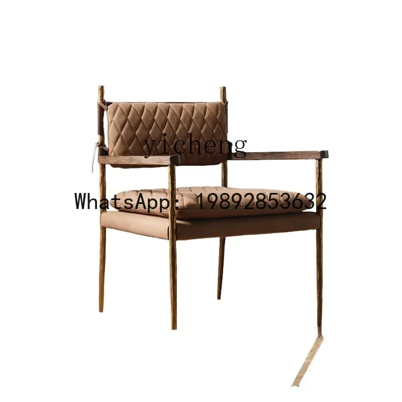 modern retro wrought iron single sofa chair living room antique saddle leather flannel study casual armchair