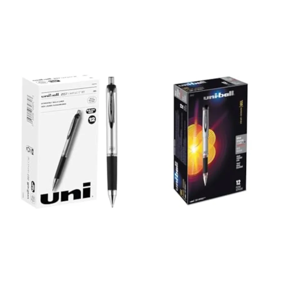 

Uniball Signo 207 Impact RT Retractable Gel Pen 12 Black Pens 1.0mm Bold Point Gel Pens and Signo 207 Impact Stick Gel Pen 12 R