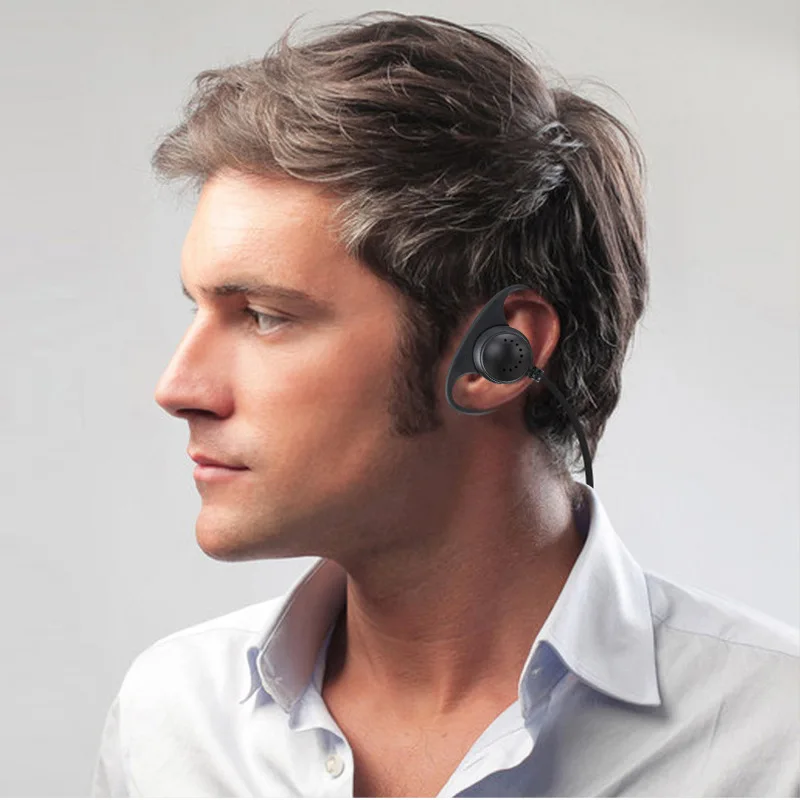 Widely Compatible D-type Earhook 3.5mm Clip Type Earphones Portable Stereophone Headphone for Conference Headset