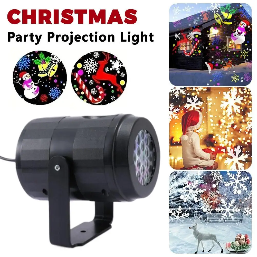 Projecteur de noël lumière 16 motifs Projection fée lampe extérieure/intérieure vacances Projection lampe de nuit pour la maison décor de fête de noël