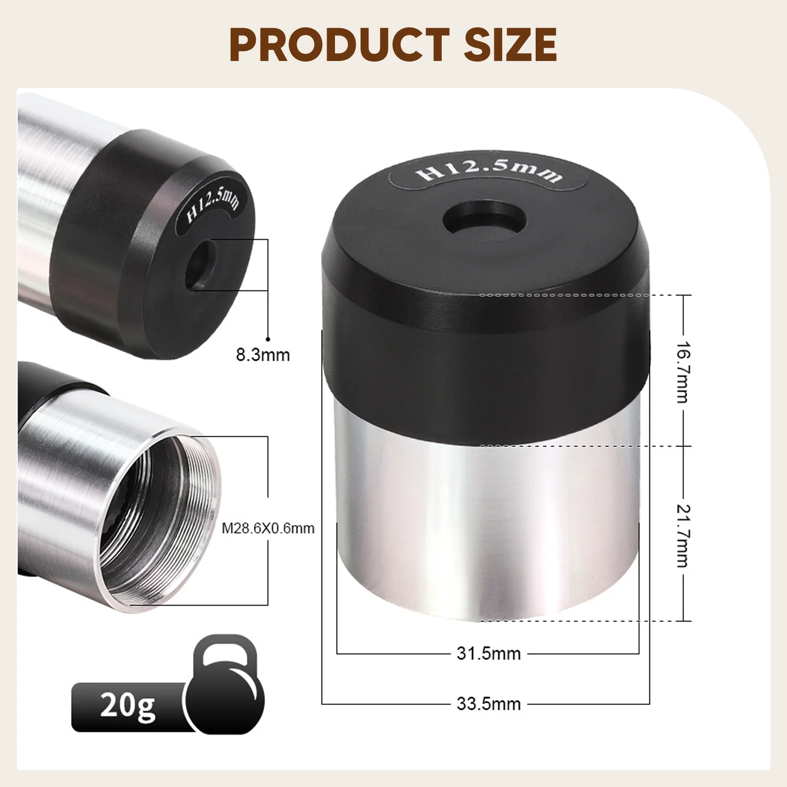 Accessoires d'astronomie, remplacement de l'oculaire du télescope H12.5mm pour la lunette de recherche du télescope universel