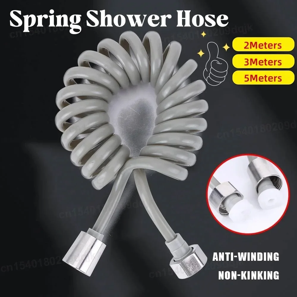 2m 3m 5m Spring Shower Hose Meters Water Plumbing Hose Plastic Bathroom Water Toilet Bidet Sprayer Telephone Line soft Hoses view 6