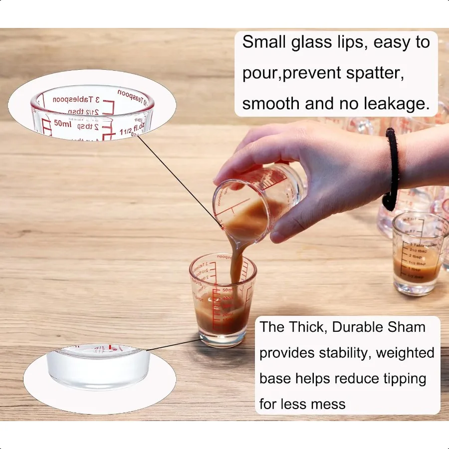 Ackers قياس صغير من الزجاج الثقيل 32 قياسات الزراعة متعددة الأغراض السائل والجاف قياس الزجاج الأحمر والأسود