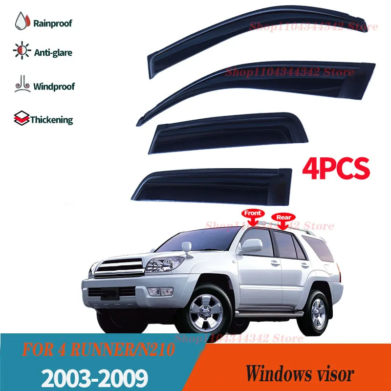 For   4 RUNNER 2003-2009  Window visors  Rain water prevention; Covering the sunlight; Anti fog; Snow prevention