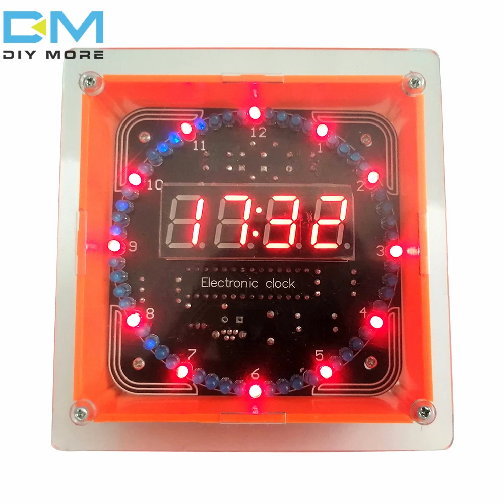 Digital DIY Electronic Clock Kit Light Control Rotation Digital LED Temperature & Time Display Tool Set for Soldering Practice