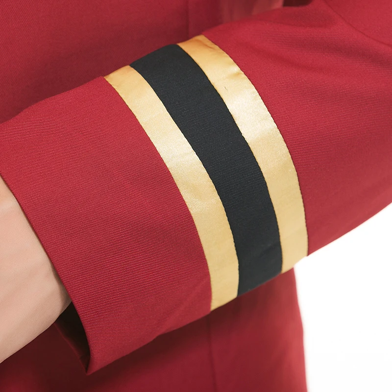 Rood hoteluniform voor heren, receptie-uniform voor heren, hotelreceptionist, hotelkelnerkleding