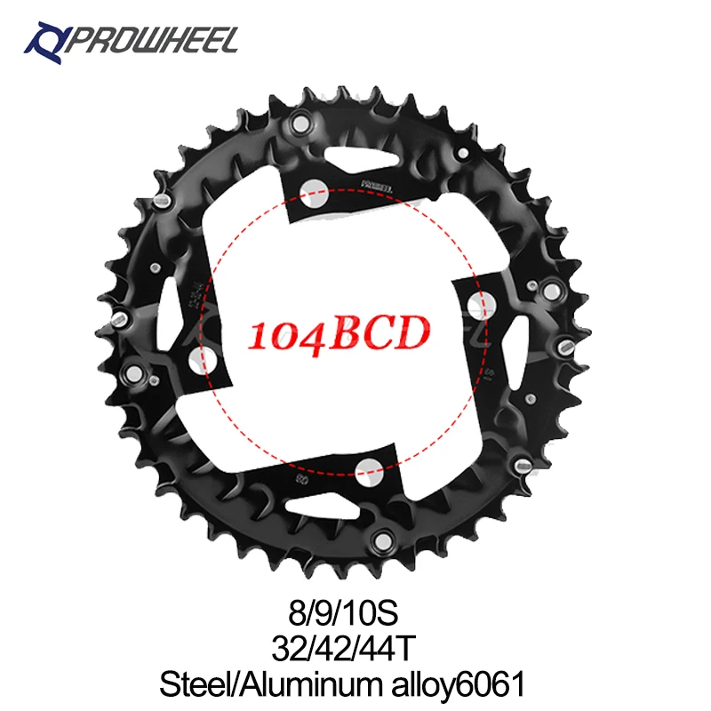 PROWHEEL 104/64BCD 96/64BCD Bicycle Chainring 8/9/10/11S Mountain Bike Chainwheel 22/24/30/32/42/44T Triple MTB Chain Ring