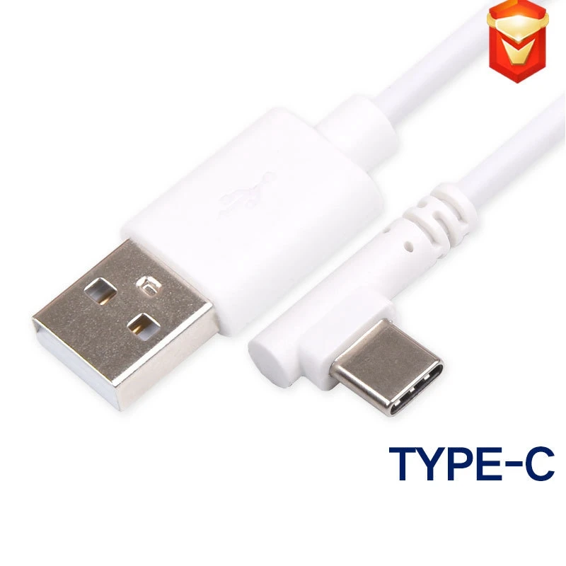 Type C Charger Fast Charging USB to Type-C Cable Right Angle 90 Degree Black White for Huawei Mobile Phone