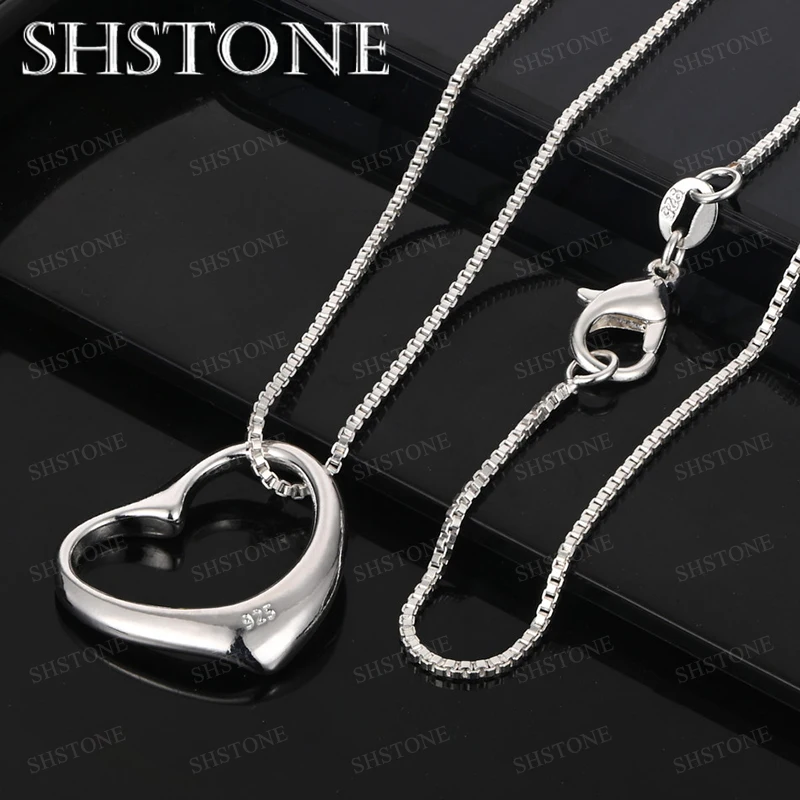 

Lovers 925 Sterling Silver Heart Pendant Necklace 4 Chain Ladies' Romantic Engagement Wedding Party Sweet Jewelry Accessories