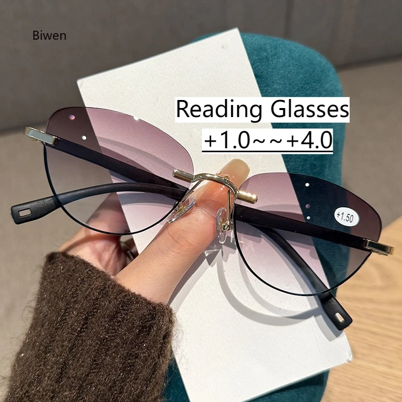 

Fashion Cat Eye Sun Reading Glasses Rubber Leg Sports Anti Slip and Wear-resistant Model Stylish Women Eyewear Diopter To +4.0