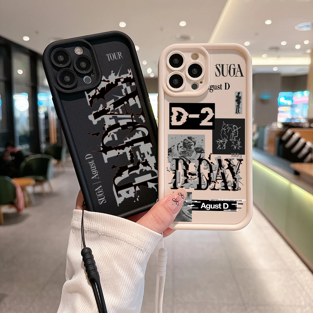 Fashion Suga D-DAY Phone Case for Samsung S24 S23 S22 S21 S20 FE Plus Ultra 5G Soft Silicone TPU Cover with Hand Strap