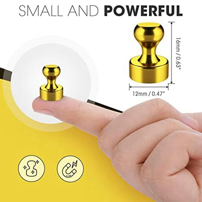24 Pack Magnets For Whiteboard And Magnetic Push Pins For Kitchen, School, (Gold)