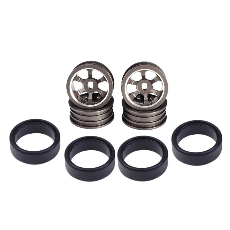 4Pcs Metal Wheel Rim & Hard Tyre Tires For Wltoys K969 K989 Iw04m Iw02 Mini-Z Mini-Q Mini-D 1/28 RC Drift Racing Car