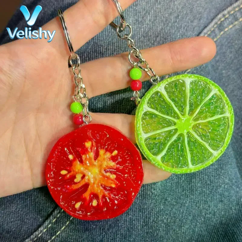 Simulation Fruit Slice Keychain Cute Realistic Mini Pendant Durable PVC Backpack Hanging Decor for Kids Birthday Gifts