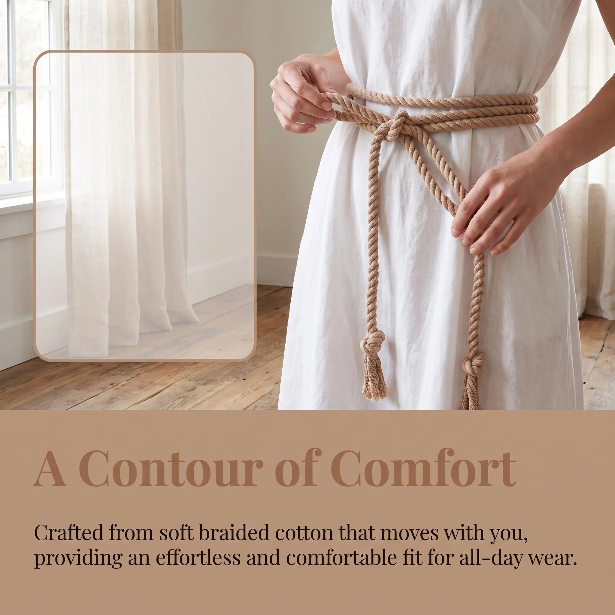 Cotton Linen Gothic Waistbelt Simple Elegant Waist Band for Pastor Robe Pants Long Adjustable Casual Cosplay Costume