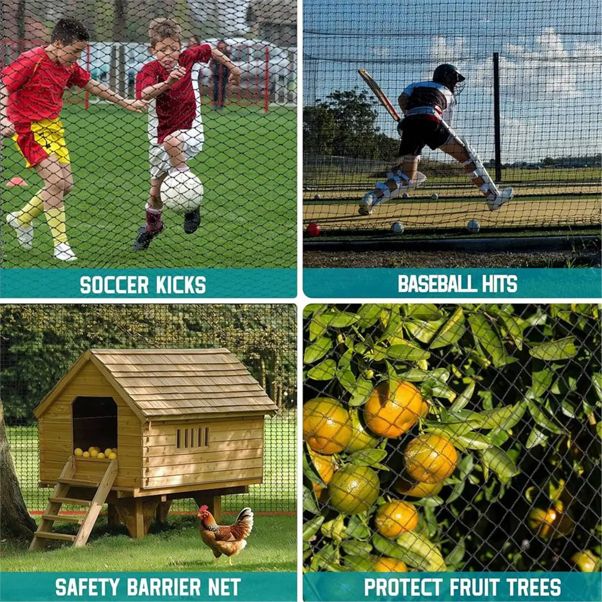 (AD12) 10FT Golf Practice Net Outdoor Golf Hitting Net with Nylon Rope & Carabiners,Sports Netting for Baseball, Soccer, Hockey